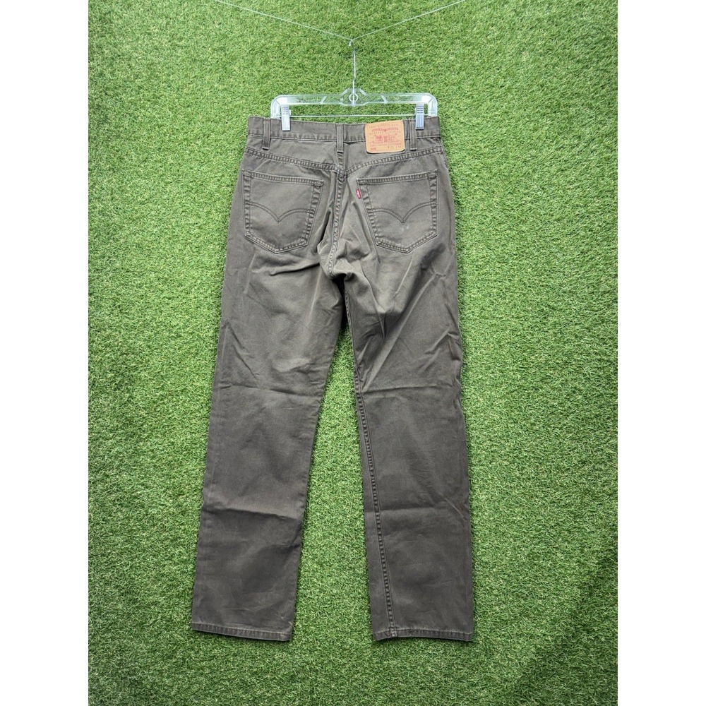 Levis 505 Jeans Mens 33x34 Olive Green Denim Straight Leg Casual Dark Wash Denim
